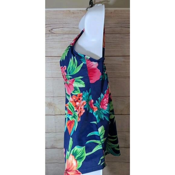 ST JOHN'S BAY Women's Tropical Print Tankini Top Underwire Bra Size 8 - Picture 2 of 5